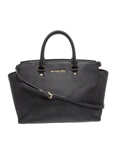 Pre-owned Michael Michael Kors Saffiano Leather Shoulder Bag In Black