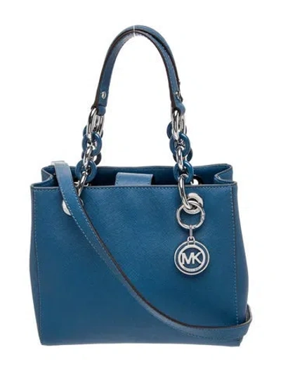 Pre-owned Michael Michael Kors Saffiano Leather Shoulder Bag In Blue