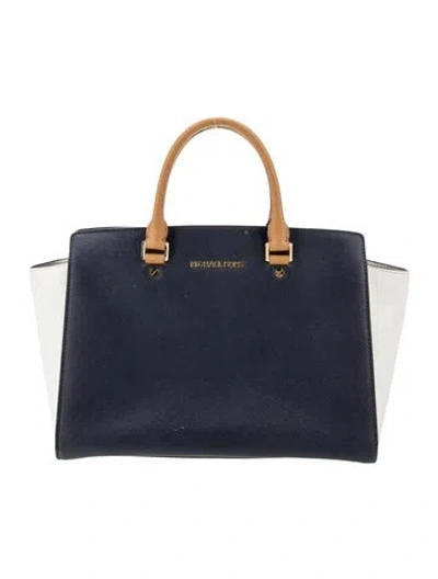 Pre-owned Michael Michael Kors Saffiano Leather Shoulder Bag In Blue
