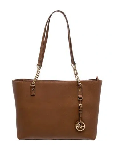 Pre-owned Michael Michael Kors Saffiano Leather Shoulder Bag In Brown