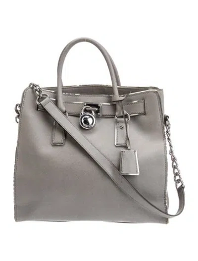Pre-owned Michael Michael Kors Saffiano Leather Shoulder Bag In Gray