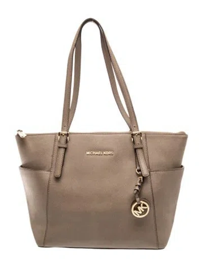 Pre-owned Michael Michael Kors Saffiano Leather Shoulder Bag In Neutral