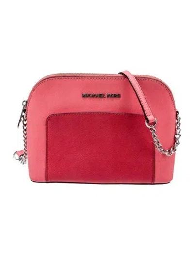 Pre-owned Michael Michael Kors Saffiano Leather Shoulder Bag In Red