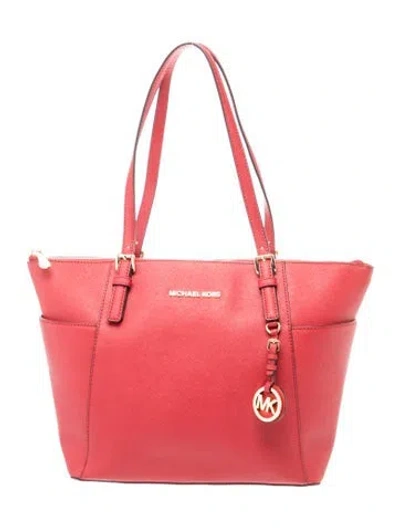 Pre-owned Michael Michael Kors Saffiano Leather Shoulder Bag In Red