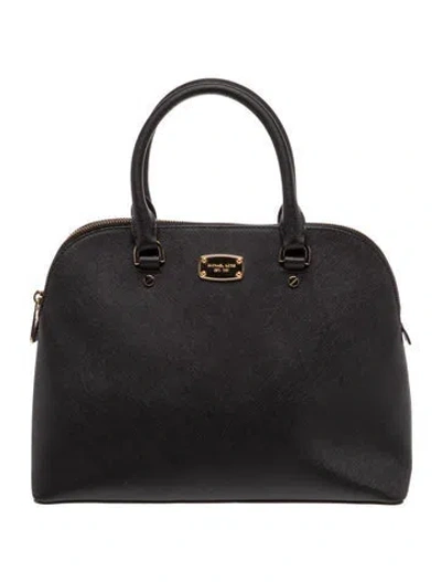 Pre-owned Michael Michael Kors Saffiano Leather Top Handle Bag In Black