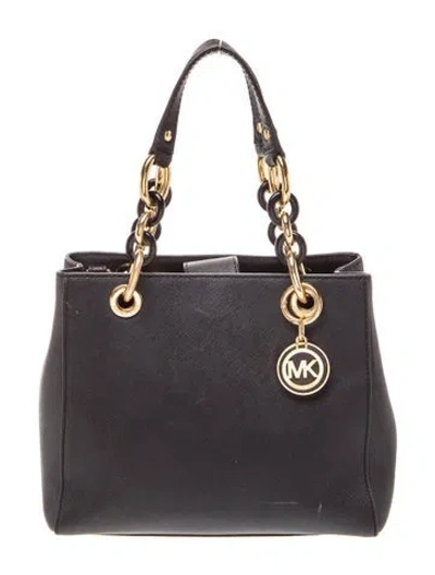 Pre-owned Michael Michael Kors Saffiano Leather Top Handle Bag In Black