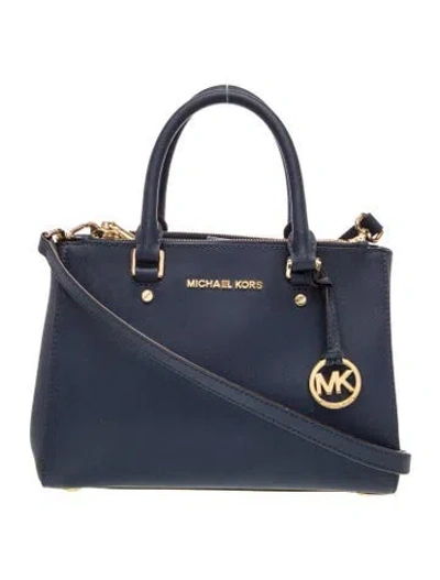 Pre-owned Michael Michael Kors Saffiano Leather Top Handle Bag In Blue
