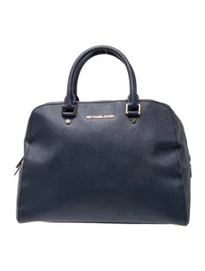 Pre-owned Michael Michael Kors Saffiano Leather Top Handle Bag In Blue