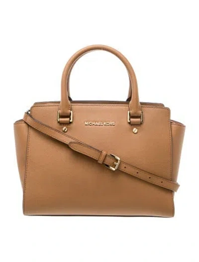 Pre-owned Michael Michael Kors Saffiano Leather Top Handle Bag In Brown
