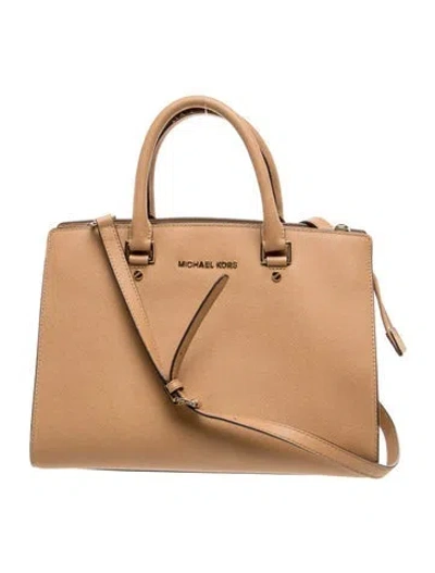 Pre-owned Michael Michael Kors Saffiano Leather Top Handle Bag In Brown