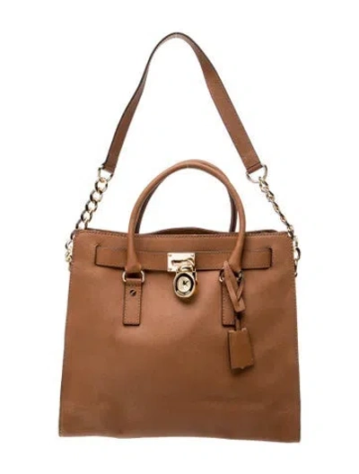 Pre-owned Michael Michael Kors Saffiano Leather Top Handle Bag In Brown