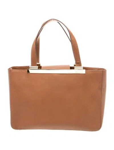 Pre-owned Michael Michael Kors Saffiano Leather Top Handle Bag In Brown