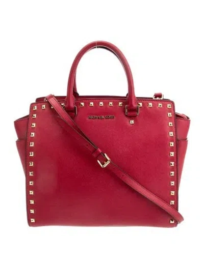 Pre-owned Michael Michael Kors Saffiano Leather Top Handle Bag In Burgundy