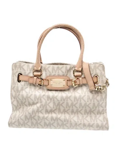 Pre-owned Michael Michael Kors Saffiano Leather Top Handle Bag In Neutral