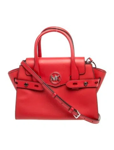 Pre-owned Michael Michael Kors Saffiano Leather Top Handle Bag In Red