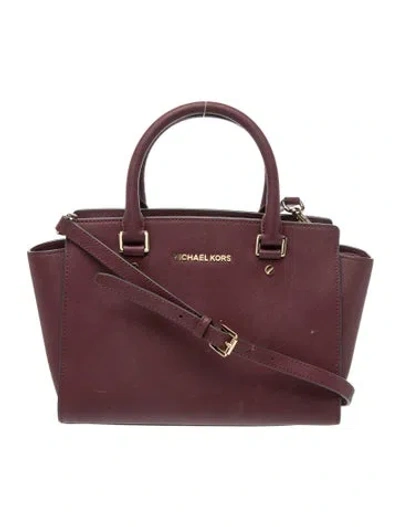 Pre-owned Michael Michael Kors Saffiano Leather Top Handle Bag In Red