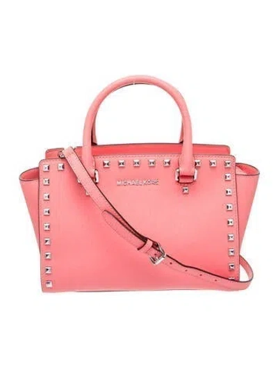 Pre-owned Michael Michael Kors Saffiano Leather Top Handle Bag W/ Tags In Pink