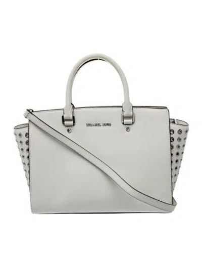 Pre-owned Michael Michael Kors Saffiano Leather Top Handle Bag In White