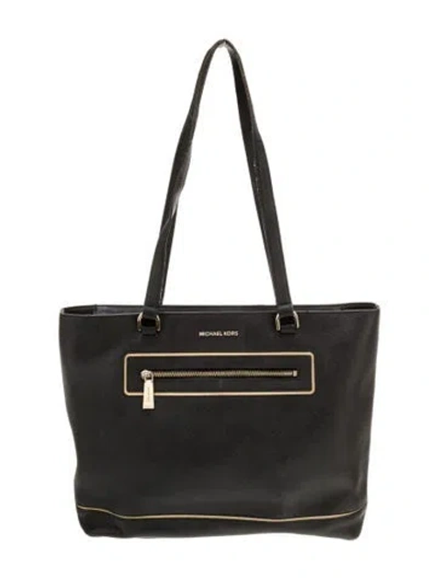 Pre-owned Michael Michael Kors Saffiano Leather Tote In Black