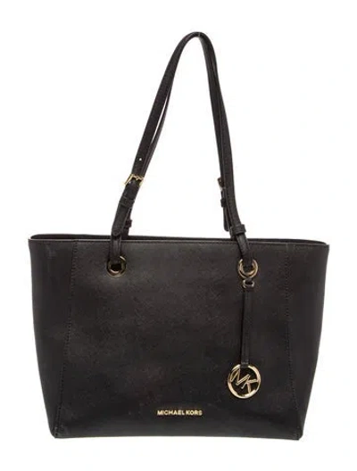 Pre-owned Michael Michael Kors Saffiano Leather Tote In Black
