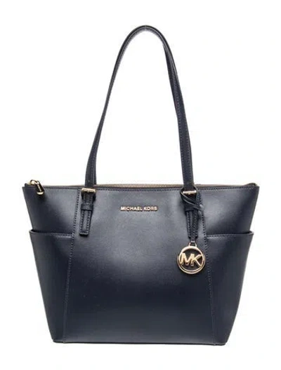 Pre-owned Michael Michael Kors Saffiano Leather Tote In Blue