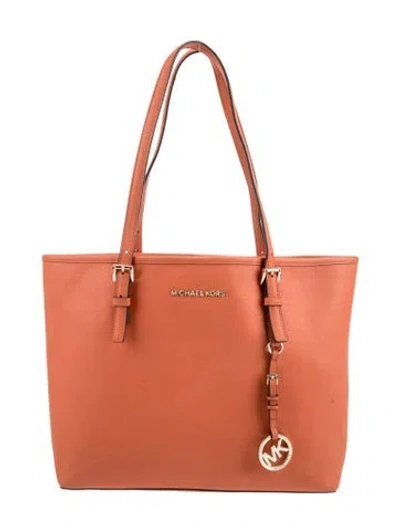 Pre-owned Michael Michael Kors Saffiano Leather Tote In Brown