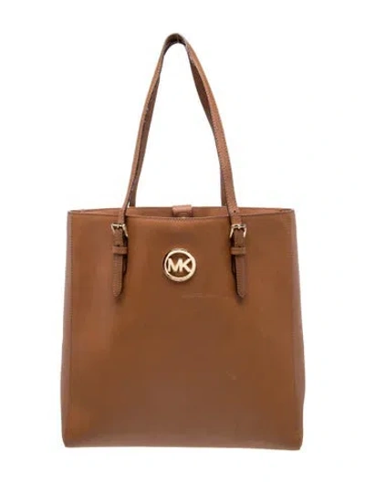 Pre-owned Michael Michael Kors Saffiano Leather Tote In Brown