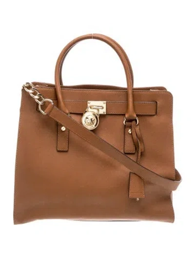 Pre-owned Michael Michael Kors Saffiano Leather Tote In Brown