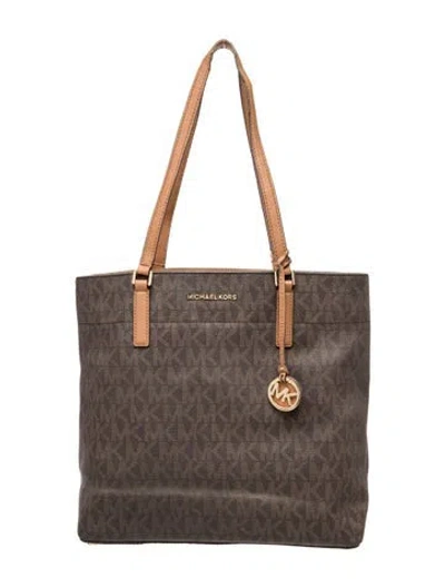 Pre-owned Michael Michael Kors Saffiano Leather Tote In Brown