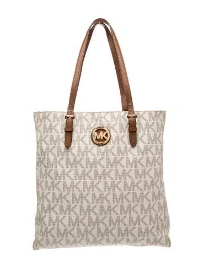 Pre-owned Michael Michael Kors Saffiano Leather Tote In Brown/neutrals