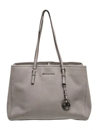 Pre-owned Michael Michael Kors Saffiano Leather Tote In Gray