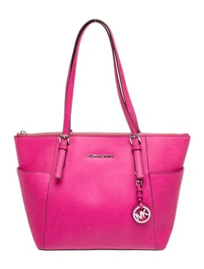 Pre-owned Michael Michael Kors Saffiano Leather Tote In Pink