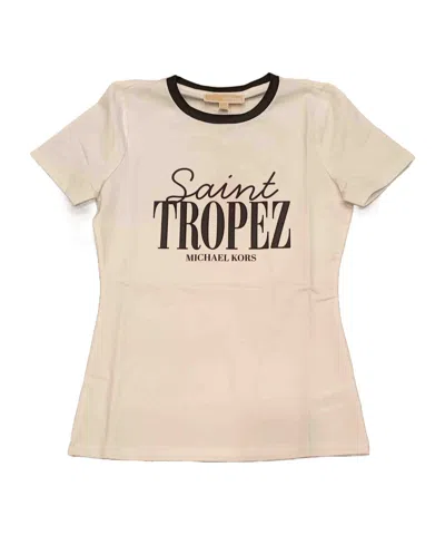 Michael Michael Kors Saint-tropez Logo T-shirt In Neutral