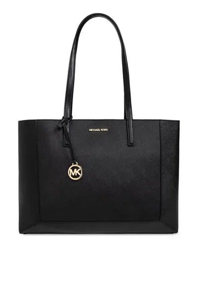 Michael Michael Kors Sallie Logo Plaque Type Shopper Bag In Black