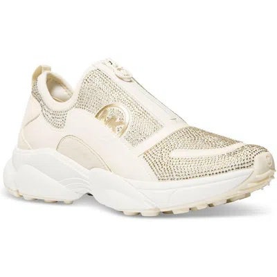 Michael Michael Kors Sami Zip Womens Rhinestone Rubber Casual And Fashion Sneakers In White