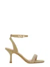 Michael Michael Kors Carrie 75mm Rhinestoned Leather Sandals In Gold