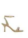 Michael Michael Kors Carrie 75mm Rhinestoned Leather Sandals In Gold