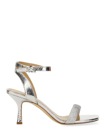 Michael Michael Kors Carrie 75mm Rhinestone-embellished Sandals In Silver