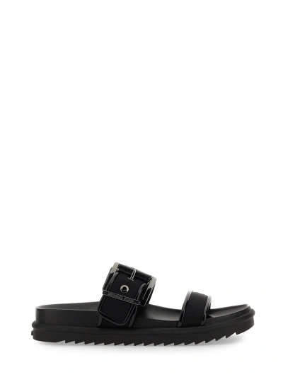 Michael Michael Kors Colby Leather Slide Sandal In Black