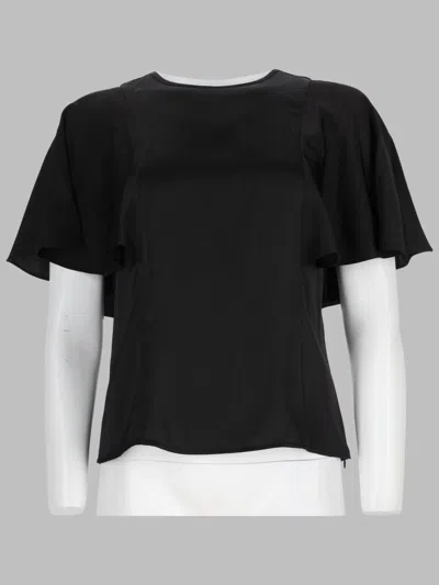 Michael Michael Kors Satin Cape Sleeves Blouse In Black