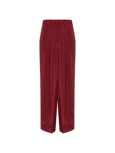 Michael Michael Kors Satin Pressed-crease Trousers In Red