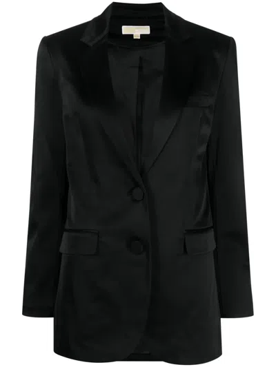 Michael Michael Kors Satin Single-breasted Blazer In Schwarz