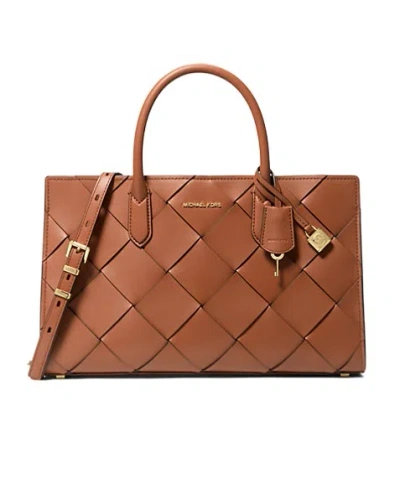 Michael Michael Kors Scarlett Medium Woven Satchel In Brown
