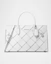 Michael Michael Kors Scarlett Small Woven Leather Tote Bag In Optic Whit