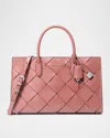 Michael Michael Kors Scarlett Small Woven Leather Tote Bag In Rose