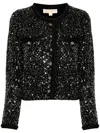 Michael Michael Kors Sequin-embellished Cardigan In 黑色