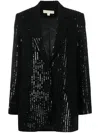Michael Michael Kors Sequin-embellished Striped Blazer In Black