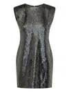 Michael Michael Kors Sequin Extended-shoulder Mini Dress In Gray