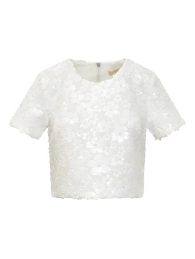 MICHAEL MICHAEL KORS SEQUIN-FLORAL CROP TOP