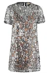 Michael Michael Kors Sequin Floral Tshirt Drs In Silver